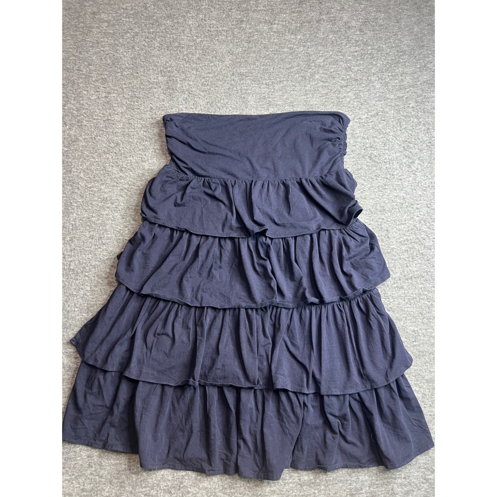 J.Crew Navy Blue Tiered maxi Ruffle Skirt Cotton Modal Stretch XL 33633 SP11